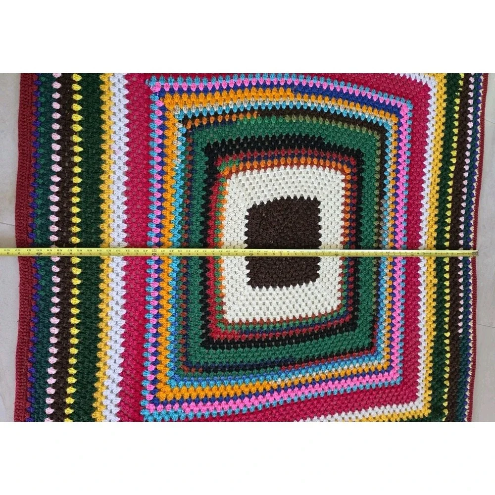 Handmade Crochet Giant Grannycore Square Blanket Throw Cottagecore 62